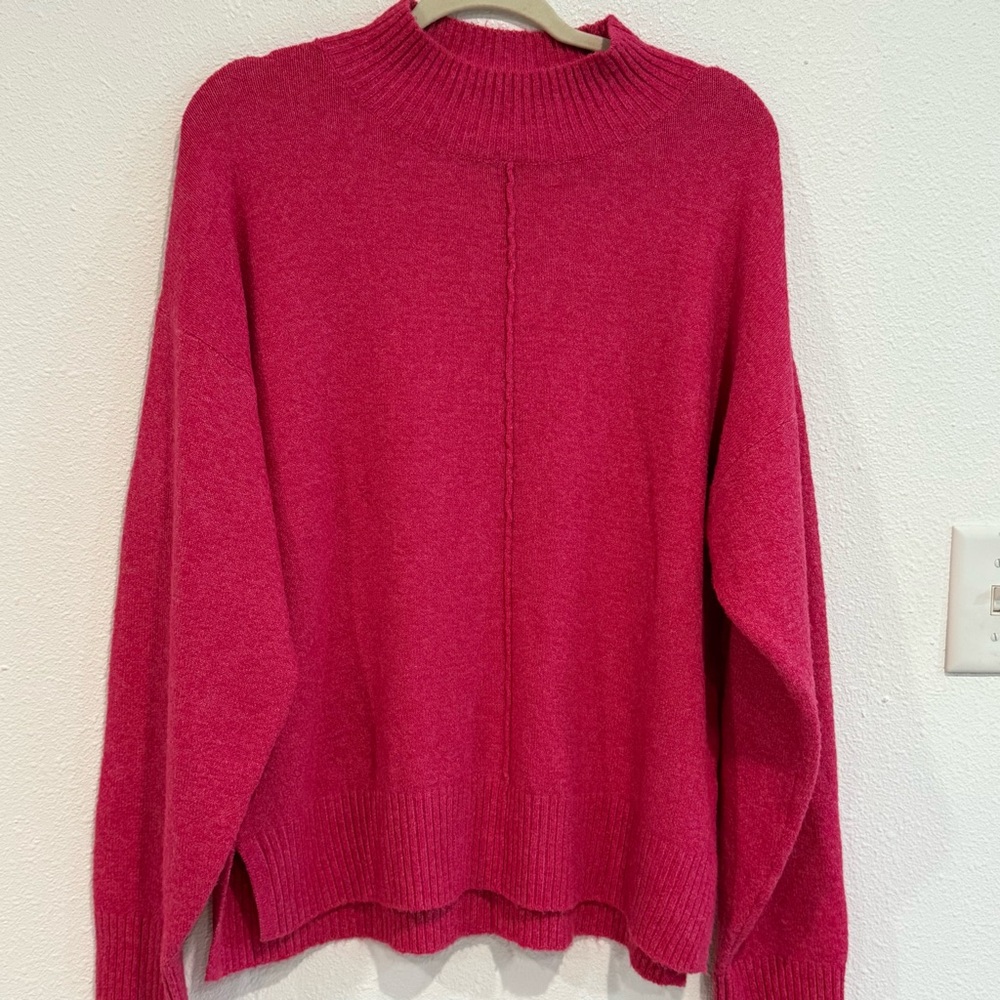 Bobeau Vibrant Pink Turtleneck Sweater